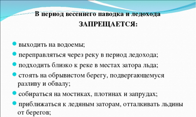 Памятка на период весеннего паводка