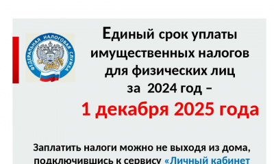 Уплатить исчисленные налоги необходимо в срок не позднее 1 декабря